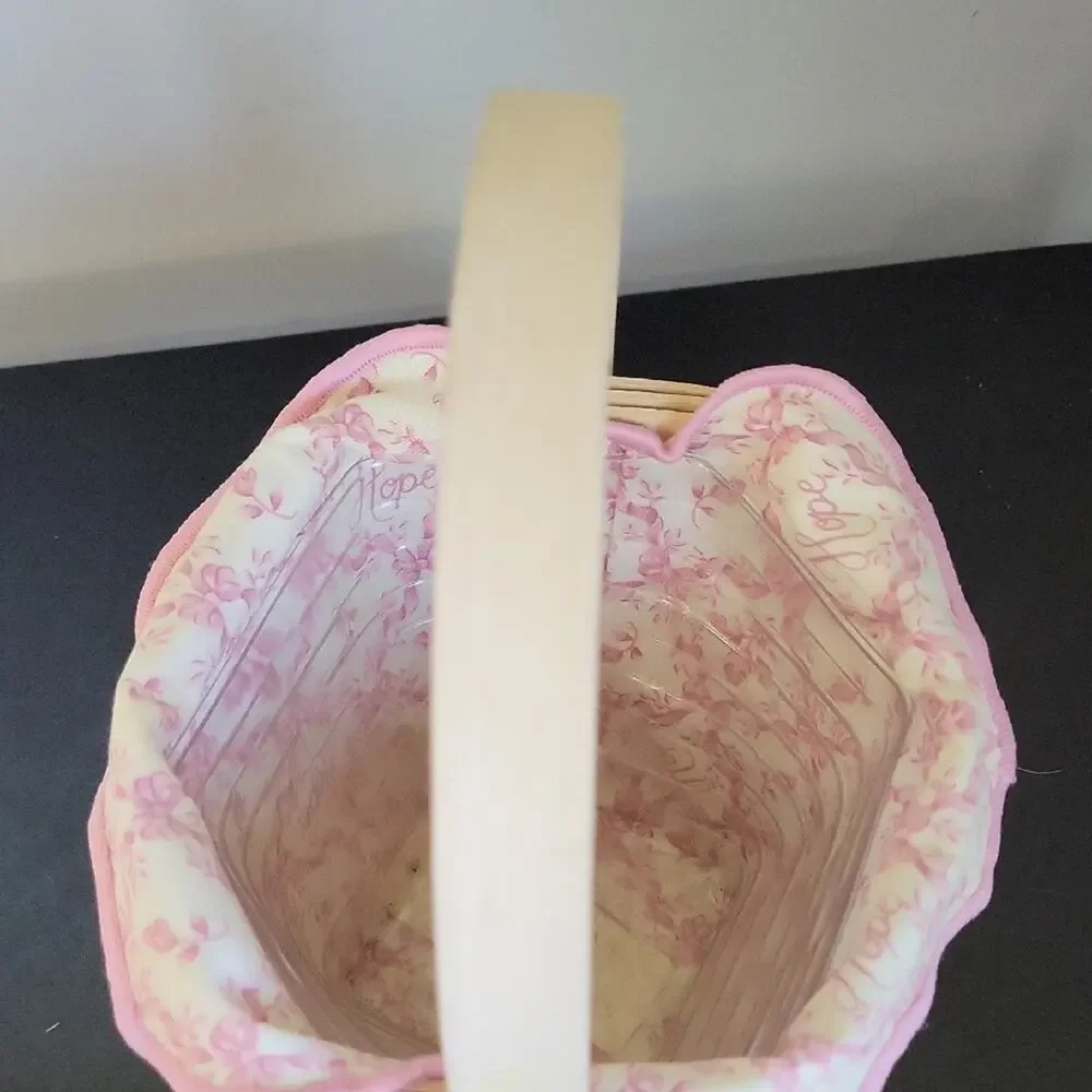 Longaberger Hope Basket Handwoven Basket with Pink Trim Vimtage 2001